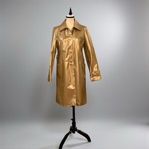 Brandon Thomas Shiny Gold trench coat